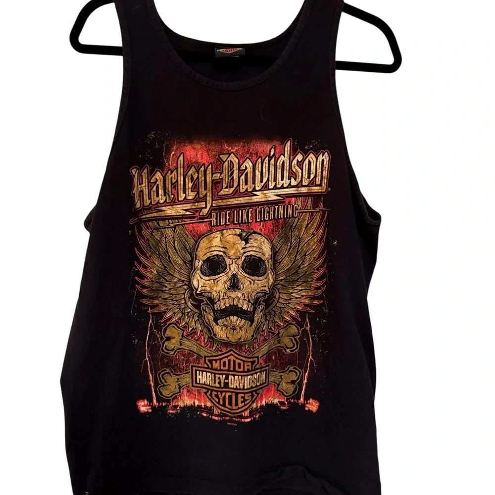 Harley-Davidson Black and Gold Skull Tank Top - Picture 2 of 5